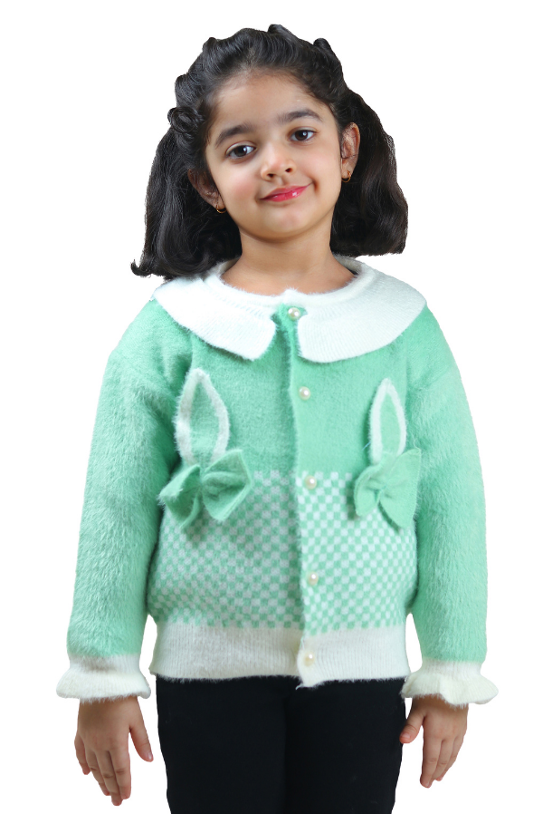 Mint Bunny Cardigan for Girls