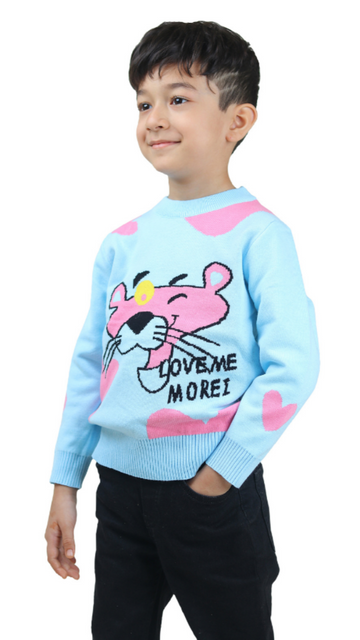 Unisex Light Blue Sweater with Playful Cartoon Graphic