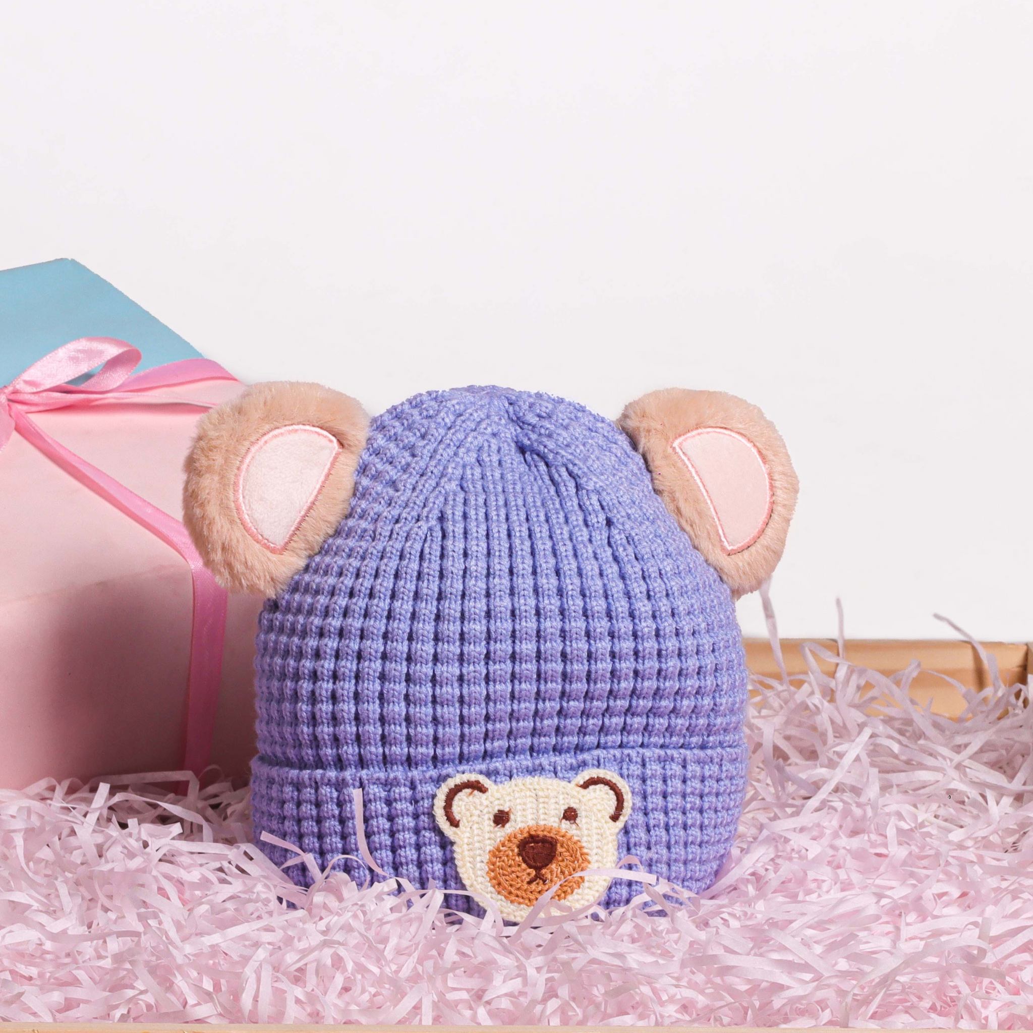 Adorable Baby Knit Hat with Teddy Bear Design