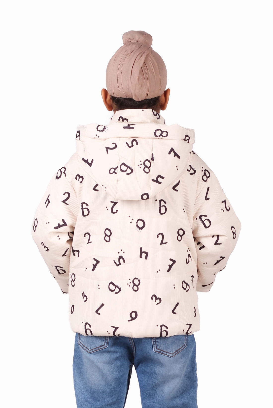 Numbers Print Puffer Jacket