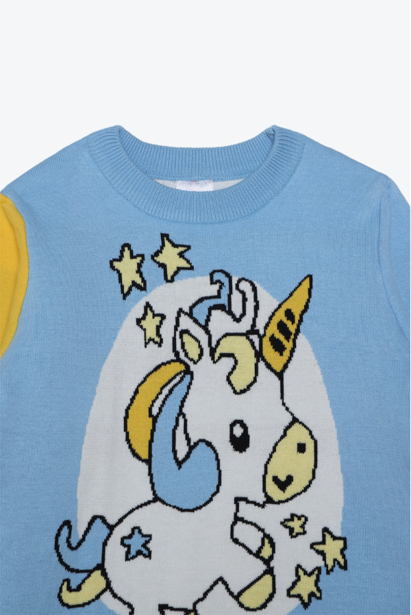 Whimsical Light Blue Unicorn Sweater