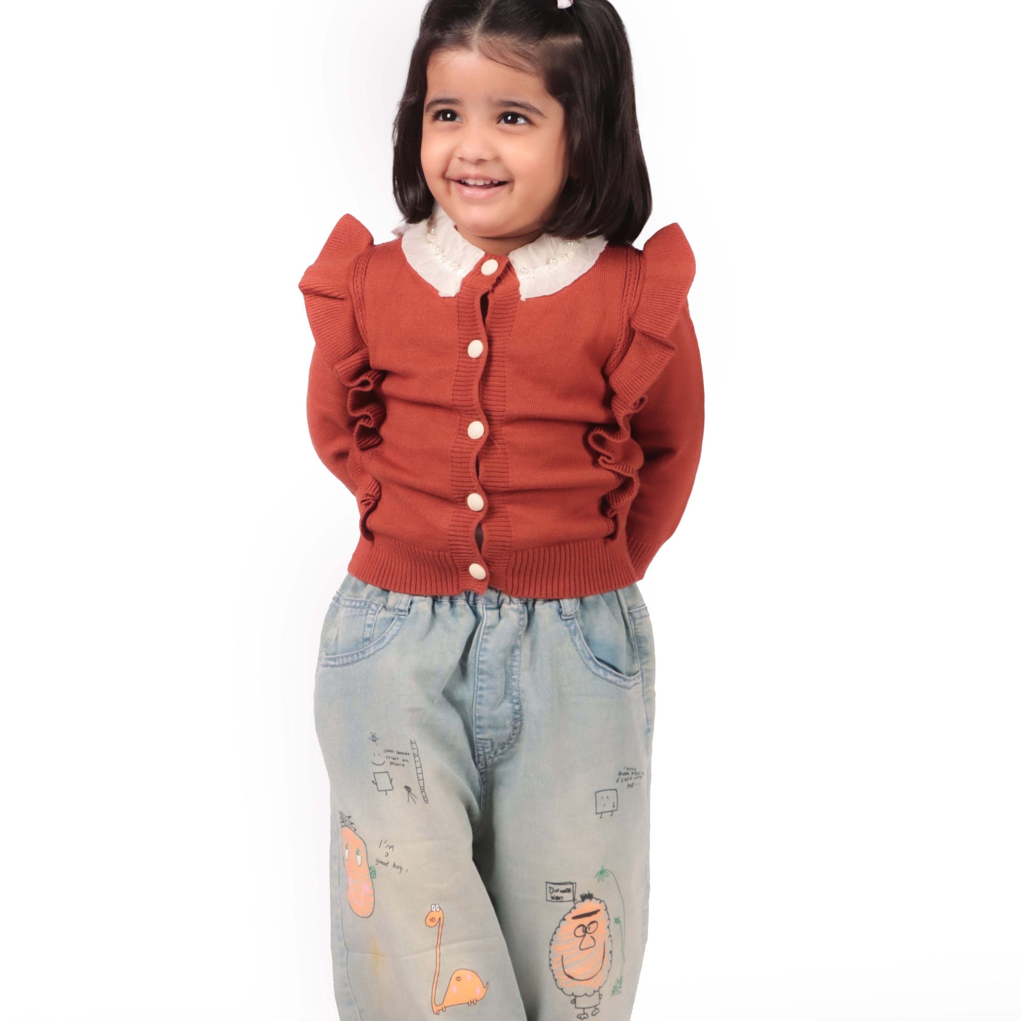 Cartoon Patch Embroidered Baby Jeans