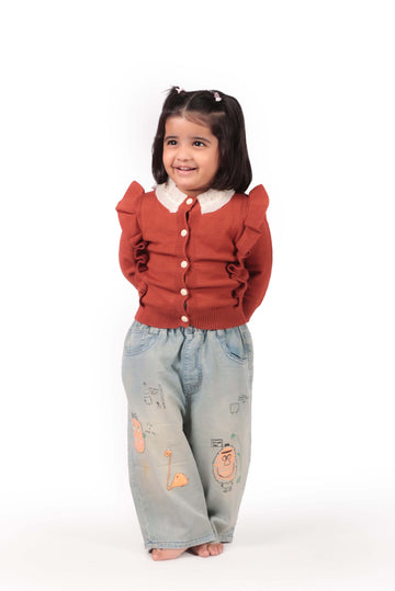 Cartoon Patch Embroidered Baby Jeans