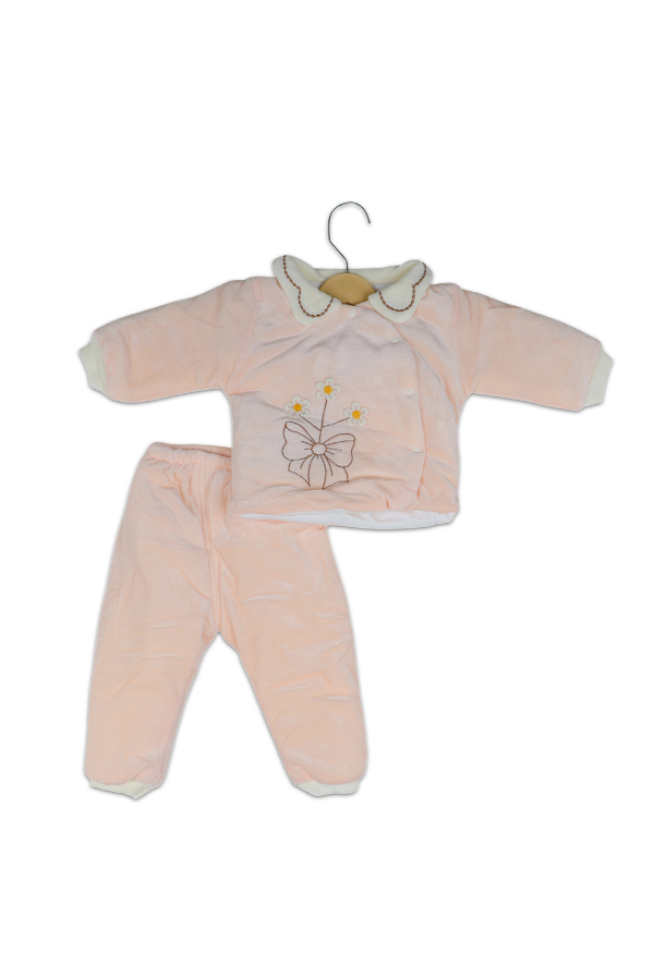 Baby's Daisy Bow Set  - Soft Pink/White