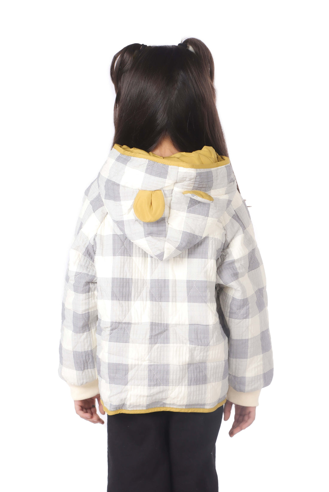 Plaid Hooded Jacket with Ears